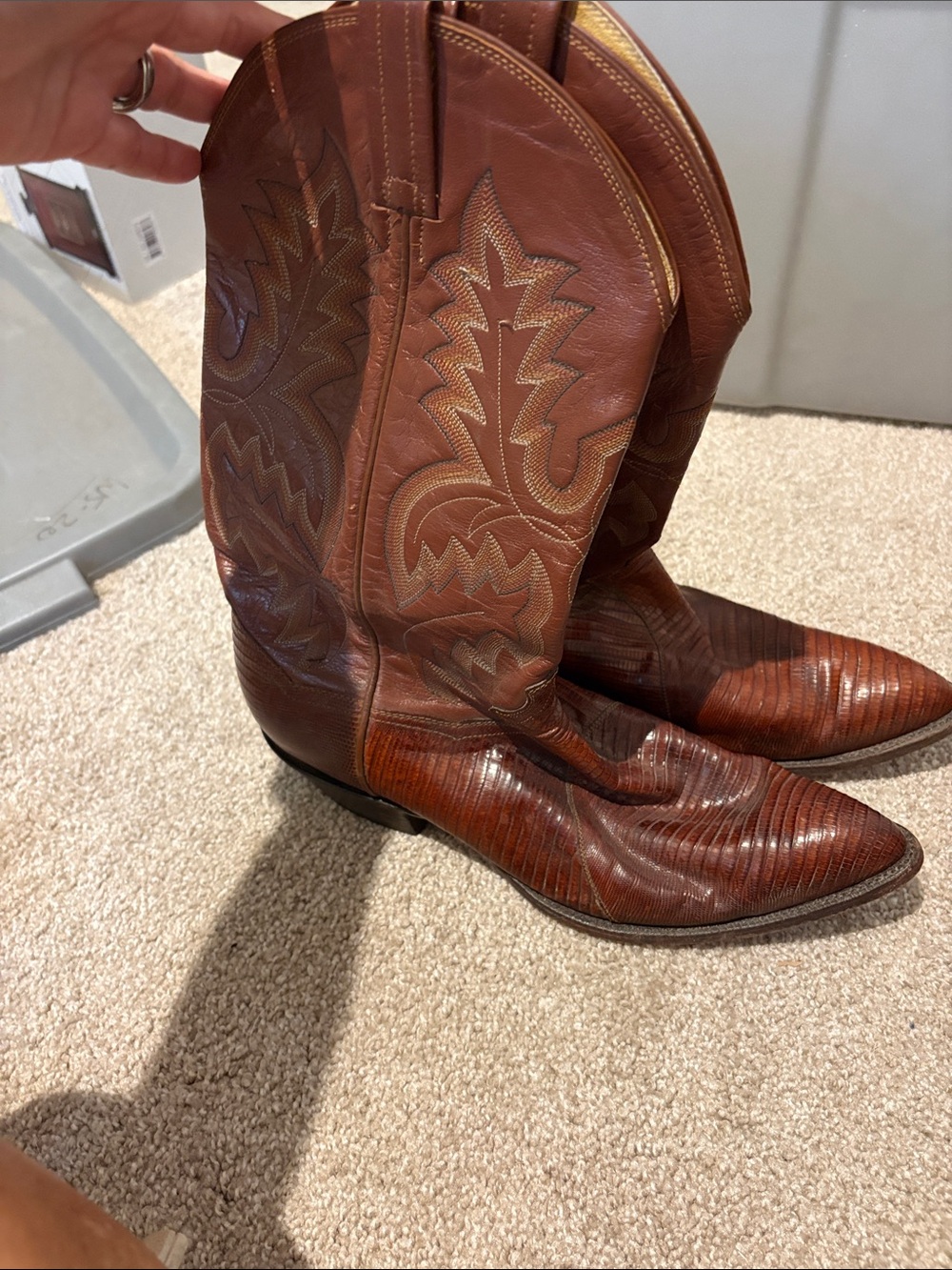 Panhandle Slim Brown Leather Western Boots with Decorative Stitching